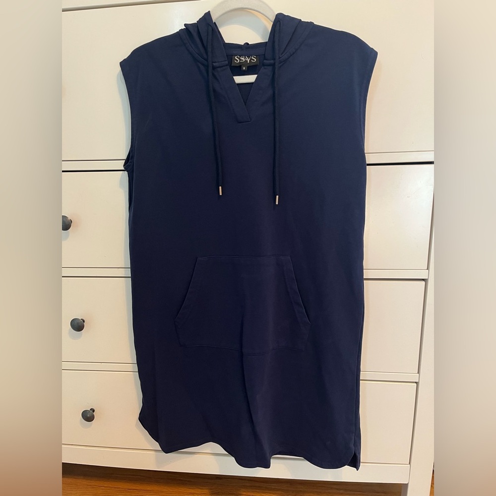Sleeveless Navy Hoodie Dress/Swim Cover Up SSYS